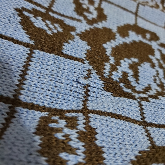 Vintage Black and Blue Floral Print Knit Sweater - Picture 5 of 7